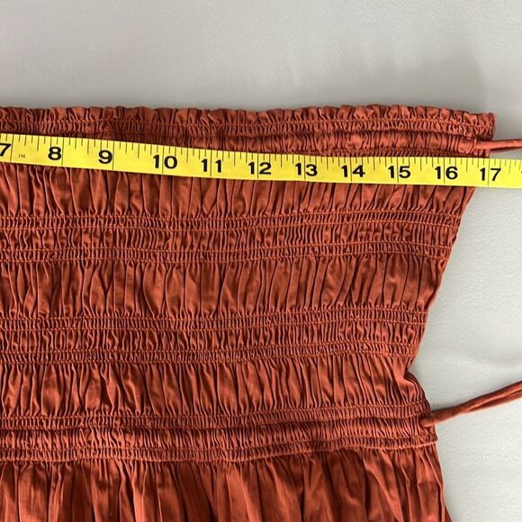 New NASTY GAL Smocked Strapless Cotton Midi Dress Size 8 - Picture 6 of 10
